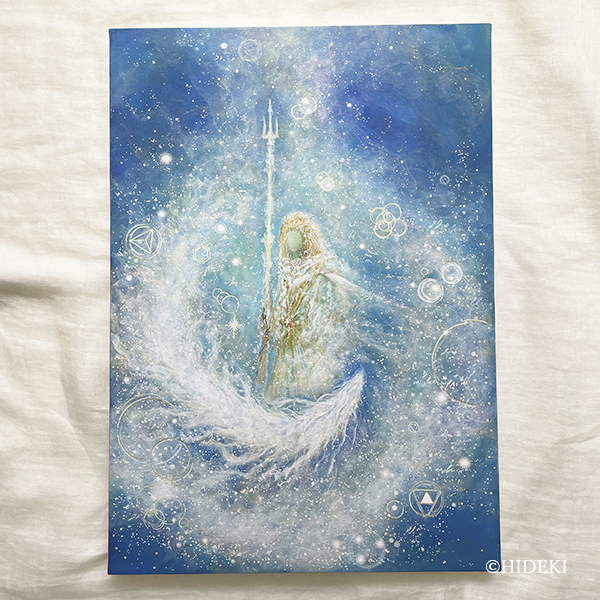 ワダツミ－海神、HIDEKIのアクリル画ヒーリングアート・スピリチュアルアート