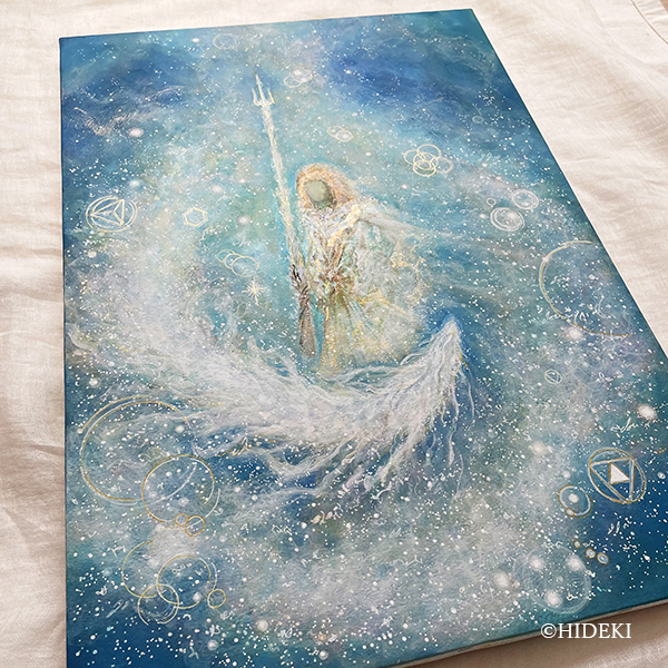 ワダツミ－海神、HIDEKIのアクリル画ヒーリングアート・スピリチュアルアート